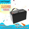 Land Voyager lifepo4 battery pack 12.8V 100AH 120AH with 100A BMS 4S1P 12V batteries suitable for cart UPS household appliances inverter generator and 14.6V10A