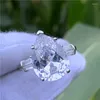 Hochzeitsringe Statement Versprechen Ring Birne Schnitt 8ct CZ Silber Farbverlobungsband für Frauen Party Schmuck Schmuck