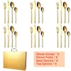 Geschirr-Sets 24 teile/satz Gold Luxus Edelstahl Geschirr Set Löffel Messer Gabel Highend El Restaurant Geschenk Box