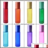 Bouteilles d'emballage 10 ml en verre d'huile essentielle Rouleau Rainbow Série givrée par roule