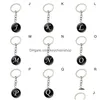 Porte-clés Pendentif boule de verre de mode Porte-clés Dainty Initial Lettre personnalisée Nom Chaîne pour femmes et hommes Bijoux Accessoires Gi Dhjqk