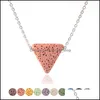 Hänghalsband Colorf Triangle Lava Stone Bead Halsband DIY Aromaterapi Essential Oil Diffuser för kvinnor smycken Drop Delivery PE DHSFP