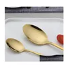 Flatvaruuppsättningar Gold Sier rostfritt stål matkvalitet Sierware Cutery Set redskap inkluderar knivgaffel sked tesked F0524 Drop Delive Dhrzd