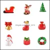 Decorazioni natalizie Mini resina Elk Babbo Natale Ornamenti Decorazione allegra per la casa Figurine Miniature Anno Xmas Box Decor Drop D Ot3Iw