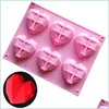 Baking Moulds 6 Cavity Diamond Love Heart Sile Mod Cake Decorating Tools Mold Bakeware Form For Soap Mousse Pastry Drop Delivery Hom Dhhz8