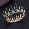 Jóias para cabelos de casamento lindo círculo verde de cristal diadema real rainha rei coroa nupcial redonda tiaras tiaras cocar na noiva 230112