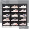 Caixas de armazenamento caixas mticolor clear caixa de sapatos dobr￡vel Organizador dom￩stico transparente de pl￡stico Visor empilh￡vel Combina￧￣o sobreposta OTYS5
