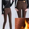 Calças de brim femininas para magro cintura alta mulher denim lápis marrom calças estiramento magro feminino calças streetwear 230111