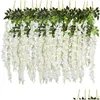 Decorative Flowers Wreaths 12 Pack Artificial Wisteria Vine Fake Hanging Garland Silk Long Bush String Home Party Weddin Drop Deli Dhk9Y