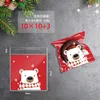 Gift Wrap 100pcs Christmas Santa Claus Biscuit Candy Cookie Plastic Self Adhesive Bags Noel Navidad 2023 Bag Xmas Party Decor Favors