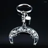 Keychains Witchcraft Moon Crystal rostfritt stål nyckelkedjor för kvinnor Silver Color Keychain Jewelry Llaveros Para Mujer K777S06