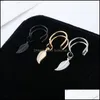 Boucles d'oreilles clip feuille arrière à visser Or / Sier / Noir Cadeau exquis Oreille Manchette Wrap Drop Delivery Jewelry Dh9Yb