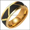 Cluster Rings Korean Tungsten Gold Ring For Men 815 R2 Drop Delivery Jewelry Dhtow