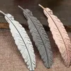 Fashion Retro Craft Metal Feather Bookmarks Dokument Bok Mark Label Studenter Stationery Golden Silver Rose Gold Bookmark Office