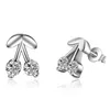 Boucles d'oreilles Utimtree belle cerise boucle d'oreille pour les femmes bijoux en cristal 925 argent cubique zircone boucles d'oreilles mode fête accessoireStudStud