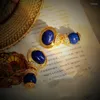 Backs Earrings Vintage In Europe And The United States Medieval High-end Lapis Lazuli With Ear Clip