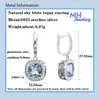 Orecchini pendenti Donna Naturale Cielo blu Topazio Matrimonio Cuscino goccia Argento sterling 925 Pietre preziose Fine Elegante Classico Gioielli Regalo Chandel