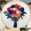 Другие художественные и ремесленные 3D Europe Bouquet Stitch Kit с вышивкой обручи с цветами Bordado iniciante свадебное украшение S Dhwxe