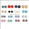 Stud Resin Stainless Steel Earings Drusy Druzy Earrings Jewelry Women Party Gift Dress Candy Colors Drop Delivery Dhohr