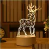 Decorative Objects Figurines 3D Lamp Acrylic Usb Led Night Lights Neon Sign Xmas Christmas Decorations For Home Bedroom Birthday D Dhdjt