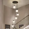 Lâmpadas pendentes de escada de cristal em espiral
