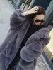 Femmes fourrure Imitation Rex cheveux manteaux hiver femmes chaud épais à capuche Faux Parkas couleurs unies grande poche loisirs vêtements d'extérieur