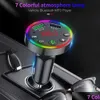 Araba Ses Bluetooth Fm Verici 7 Renk Led Aydınlatmalı Radyo Mp3 Müzik Çalar Atmosfer Işık O Alıcı Usb Şarj Damla Teslimat Dhvk0
