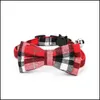 Cat Collars Leads Pet Adjustable Plaid Grid Cotton Striped Bowknot Necklace Bow Tie Party Bandana Collar Supplies Drop Delivery Ho Dhdin