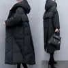 Parkas d'hiver pour femmes, mode coréenne, ample, section mi-longue, manteau au genou, veste en coton noir, épaisse, A823 230112