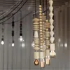 Pendant Lamps Nordic Wood Lamp Kitchen Bar Fixtures Led Light Suspension Home Indoor Dining Room Hanging Luminaire