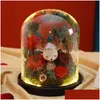 Decorative Flowers Wreaths Eternal Glass Er Gift Box Finished Send Girlfriend Birthday Roses Ornaments Christmas Drop Delivery Hom Dh3J4