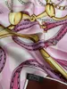 Women's Square Scarves Shawl Goodquality 100% Twill Silk Material Pink Color Print M￶nster Storlek 130 cm - 130 cm