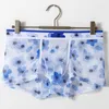 Underpants Boxer Shorts Men Elephant Nose Thin Ice Silk Mesh Floral Print Breathable Comfortable Men's Swim Trunk