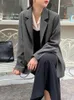 Abiti da donna Cappotti da abito grigio Abbigliamento da donna Primavera Autunno 2023 Blazer a maniche lunghe casual allentato coreano Jp836