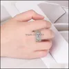 With Side Stones Sier Ring Fashion Atmosphere Inlaid Zircon Rings Birthday Wedding Party Gift Luxury Drop Delivery Jewelry Dhhcr