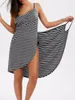 Casual Dresses 5XL Women Sexy Beach V-Neck Sling Dress 2023 Summer Towel Backless Swimwear Cover Up Wrap Robe Female Tropical