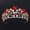 Wedding Hair Jewelry Arrival Magnificent Blue Red Bridal Crown Tiaras Fashion Golden Diadem for Women Accessories 230112