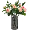 Fleurs décoratives Une fausse rose hydratante (3 têtes / pièce) 20 "Longueur Simulation Real Touch Curling Roses Pour Centres De Table De Mariage 5