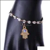 Charm Bracelets Bangles For Women Palm Bracelet Style Gold Rhinestone Evil Eye Hamsa Hand Jewelry Bangle Drop Delivery Dhlo0