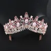 Bijoux de cheveux de mariage, couronne de diadème de mariée en cristal Rose or Rose baroque avec peigne, accessoires de bandeau de voile de bal de concours 230112