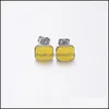 Stud Designer Square Resin Druzy Drusy Earrings Stainless Steel Handmade Studs For Women Jewelry Drop Delivery Dhh5I