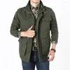 Giacche da uomo 2023 Primavera Autunno Giacca casual da uomo in puro cotone Colletto alla coreana Cappotto maschile Lavato Giacca a vento da esterno Capispalla Oversize