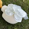 Headpieces Fashion Bride Hair Hoop Satin White Bow huvudbonad Point Drill Super Fairy Wedding Jewelry