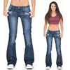 Damen Jeans Flare Elastic Low Waist Bell Bottom Quaste Denim Hose Slim Casual Lange Hose für die tägliche Freizeit 230111