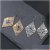 Dangle Chandelier Bohemian Fashion Jewelry Womens Vintage ￶rh￤ngen Abalone Shell Rhombus Drop Delivery DHL03