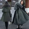 Women's Down Parkas 2023ファッション長冬コート衣類ウールライナーフード付きスリム毛皮の襟暖かいジャケット230111