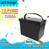 Land Voyager lifepo4 battery pack 12.8V 100AH 120AH with 100A BMS 4S1P 12V batteries suitable for cart UPS household appliances inverter generator and 14.6V10A