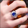 Anelli anelli di lussuoso anello di lusso solitario diamanti sapphire amazon oro bianco placcato tanzanite blu uovo regalo regalo di compleanno goccia consegna dhtb7