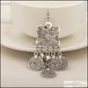 Dangle Chandelier Carving Flower Coin Statement Ancient Antique Sier Ethnic Bohemian Gypsy India Style Jewelry Drop Delivery Earrin Dhxnv