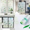 Window Stickers Decorative Noglue Frosted Film Stained Waterproof Static Cling Glass Foil Sticker Green Leaf Pvc Drop Delivery Home Dhbir